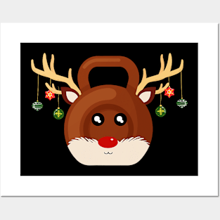 Christmas Gym Workout Reindeer Kettlebell For Gym Lover Posters and Art